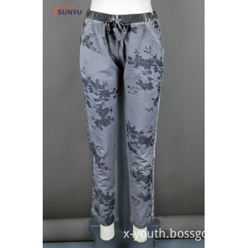 Ladie's cold dyed canvas print pant